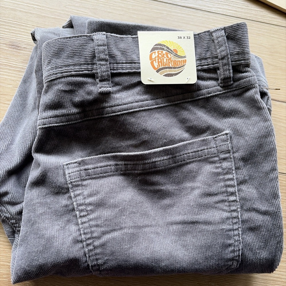 Mens‎ C&C California Gray Corduroy Pants Size 38x32 Chinos Cords